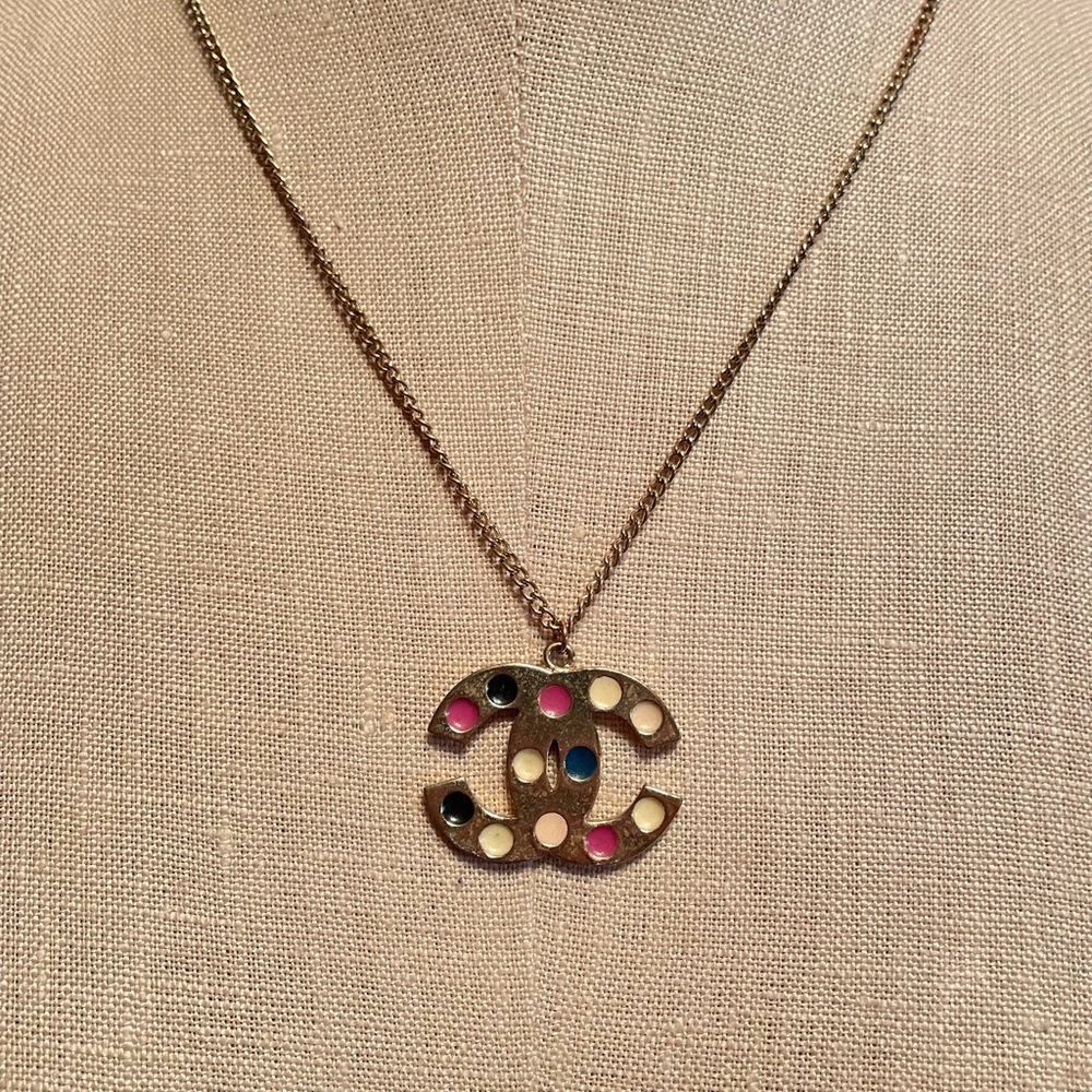 Double CC colorful polka for pendant necklace